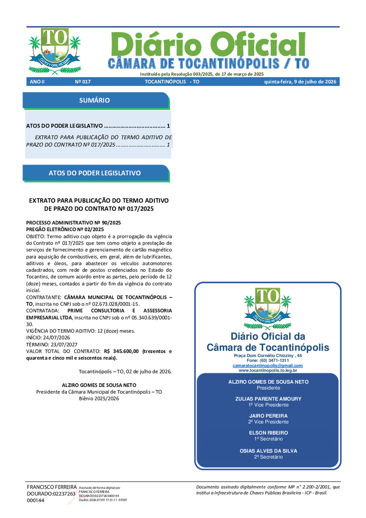 Diário Oficial N° 017